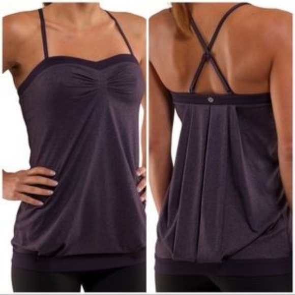lululemon athletica Tops - Lululemon 4 Pure Focus Bra Tank Gray Space Dye $64